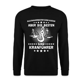 Kranfahrer Kranführer Kran Fahren - Unisex Pullover - Schwarz - Vorne - Alina (178cm) & Michal (187cm)