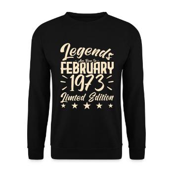 Naissance En Février 1973. Cadeau d'anniversaire. - Sweat-shirt Unisexe - noir - Devant - Alina (178cm) & Michal (187cm)