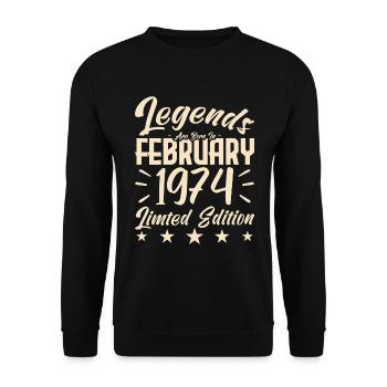 Geboren 1974. Geburtstagsgeschenk. - Unisex Pullover - Schwarz - Vorne - Alina (178cm) & Michal (187cm)