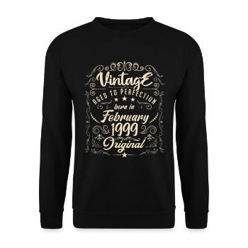 Vintage Né(e) en Février 1999 anniversaire février - Sweat-shirt Unisexe - noir - Devant - Alina (178cm) & Michal (187cm)