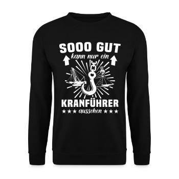 Kranführer Kran Kranfahrer - Unisex Pullover - Schwarz - Vorne - Alina (178cm) & Michal (187cm)
