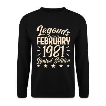 Naissance En Février 1981. Cadeau d'anniversaire. - Sweat-shirt Unisexe - noir - Devant - Alina (178cm) & Michal (187cm)
