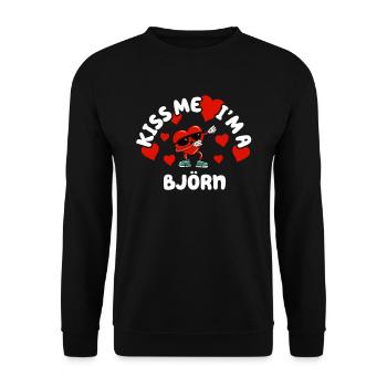 Küss mich - Valentins Tag Name Dabbing Herz Björn - Unisex Pullover - Schwarz - Vorne - Alina (178cm) & Michal (187cm)