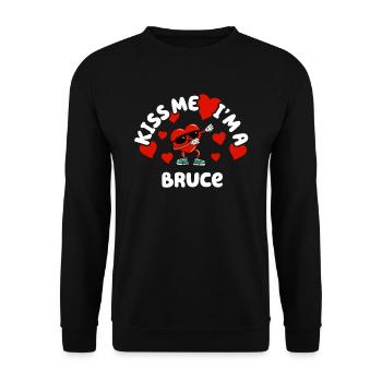 Küss mich - Valentins Tag Name Dabbing Herz Bruce - Unisex Pullover - Schwarz - Vorne - Alina (178cm) & Michal (187cm)