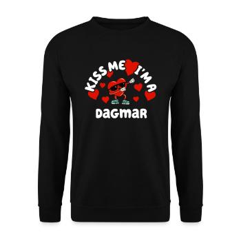 Küss mich - Valentins Tag Name Dabbing Herz Dagmar - Unisex Pullover - Schwarz - Vorne - Alina (178cm) & Michal (187cm)