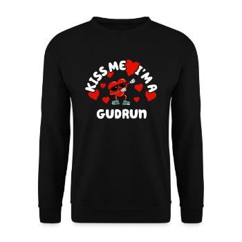 Küss mich - Valentins Tag Name Dabbing Herz Gudrun - Unisex Pullover - Schwarz - Vorne - Alina (178cm) & Michal (187cm)