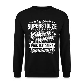 Katzen Mama Stolz Katzenmama - Unisex Pullover - Schwarz - Vorne - Alina (178cm) & Michal (187cm)