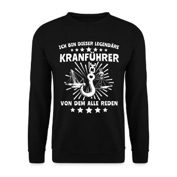 Kranführer Kran Kranfahrer - Unisex Pullover - Schwarz - Vorne - Alina (178cm) & Michal (187cm)