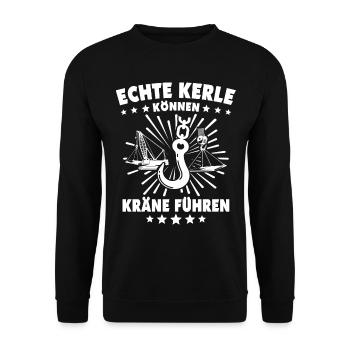 Kranführer Kran Kranfahrer - Unisex Pullover - Schwarz - Vorne - Alina (178cm) & Michal (187cm)