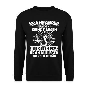Kranführer Kran Kranfahrer - Unisex Pullover - Schwarz - Vorne - Alina (178cm) & Michal (187cm)