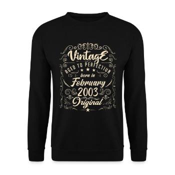 Vintage Né(e) en Février 2003 anniversaire février - Sweat-shirt Unisexe - noir - Devant - Alina (178cm) & Michal (187cm)