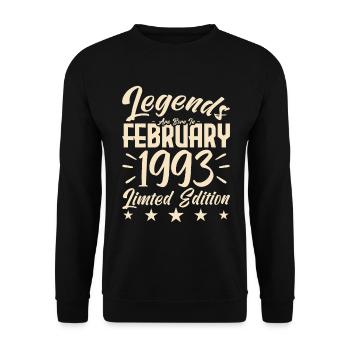 Naissance En Février 1993. Cadeau d'anniversaire. - Sweat-shirt Unisexe - noir - Devant - Alina (178cm) & Michal (187cm)