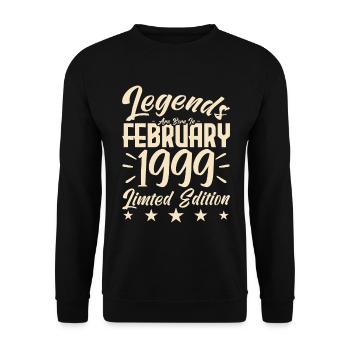 Born in February 1999. Birthday gift. - Unisex Sweatshirt - black - Front - Alina (178cm) & Michal (187cm)