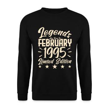 Naissance En Février 1995. Cadeau d'anniversaire. - Sweat-shirt Unisexe - noir - Devant - Alina (178cm) & Michal (187cm)