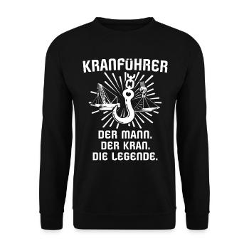 Kranführer Kran Kranfahrer - Unisex Pullover - Schwarz - Vorne - Alina (178cm) & Michal (187cm)