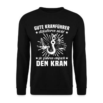 Kranfahrer Kranführer Kran Fahren - Unisex Pullover - Schwarz - Vorne - Alina (178cm) & Michal (187cm)