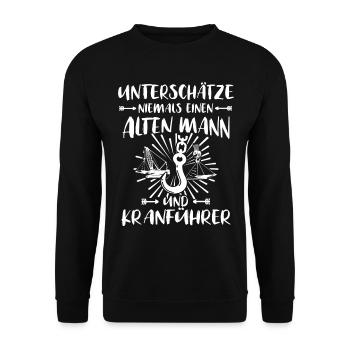 Kranfahrer Kranführer Kran Fahren - Unisex Pullover - Schwarz - Vorne - Alina (178cm) & Michal (187cm)
