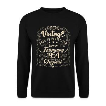 Vintage Born in February 1954 Anniversary February - Unisex Sweatshirt - black - Front - Alina (178cm) & Michal (187cm)