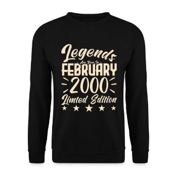 Geboren im Februar 2000. Geburtstagsgeschenk. - Unisex Pullover - Schwarz - Vorne - Alina (178cm) & Michal (187cm)