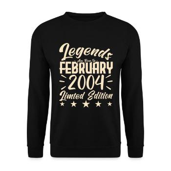 Naissance En Février 2004. Cadeau d'anniversaire. - Sweat-shirt Unisexe - noir - Devant - Alina (178cm) & Michal (187cm)