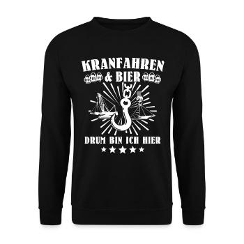 Kranführer Kran Kranfahrer - Unisex Pullover - Schwarz - Vorne - Alina (178cm) & Michal (187cm)