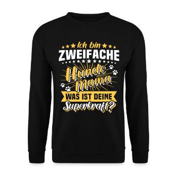 Zweifache Hundemama Hund Mama - Unisex Pullover - Schwarz - Vorne - Alina (178cm) & Michal (187cm)