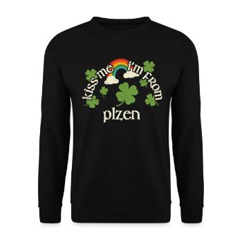 Küss mich - St. Patricks Day Plzen - Unisex Pullover - Schwarz - Vorne - Alina (178cm) & Michal (187cm)