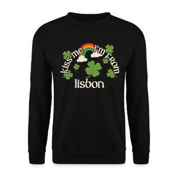 Küss mich - St. Patricks Day Lisbon - Unisex Pullover - Schwarz - Vorne - Alina (178cm) & Michal (187cm)