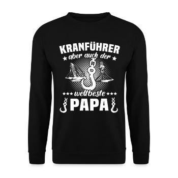 Kranfahrer Papa Kran - Unisex Pullover - Schwarz - Vorne - Alina (178cm) & Michal (187cm)