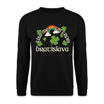 Küss mich - St. Patricks Day Bratislava - Unisex Pullover - Schwarz - Vorne - Alina (178cm) & Michal (187cm)