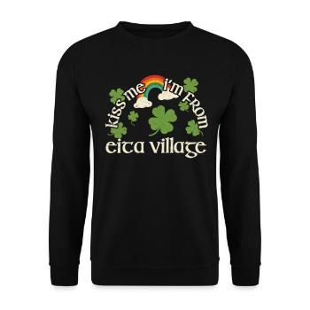 Küss mich - St. Patricks Day Eita Village - Unisex Pullover - Schwarz - Vorne - Alina (178cm) & Michal (187cm)