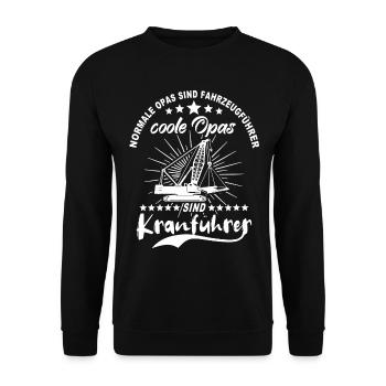 Kranfahrer Opa Kran - Unisex Pullover - Schwarz - Vorne - Alina (178cm) & Michal (187cm)