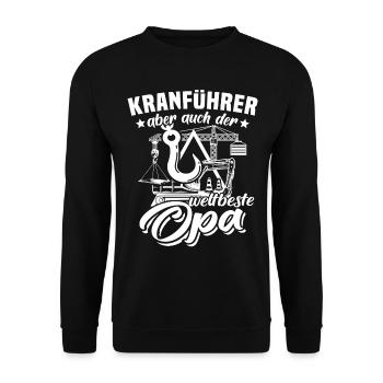 Kranfahrer Opa Kran - Unisex Pullover - Schwarz - Vorne - Alina (178cm) & Michal (187cm)