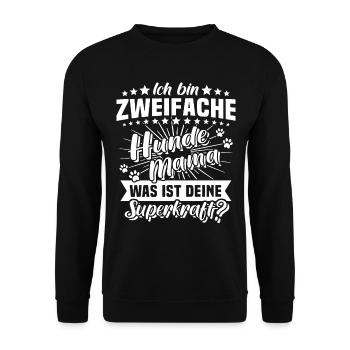 Hundemama Zweifach 2 Hunde - Unisex Pullover - Schwarz - Vorne - Alina (178cm) & Michal (187cm)