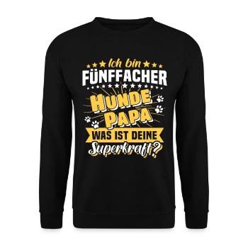 Fünffacher Hundepapa Hund Papa - Unisex Pullover - Schwarz - Vorne - Alina (178cm) & Michal (187cm)