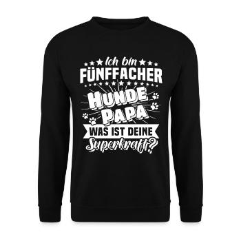Hund Papa Hundepapa fünffach - Unisex Pullover - Schwarz - Vorne - Alina (178cm) & Michal (187cm)
