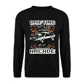 Drift Racing Fujiwara School Initial D-inspired - Unisex Sweatshirt - black - Front - Alina (178cm) & Michal (187cm)