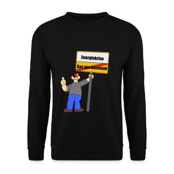 Energiekrise - Satire - Unisex Pullover - Schwarz - Vorne - Alina (178cm) & Michal (187cm)