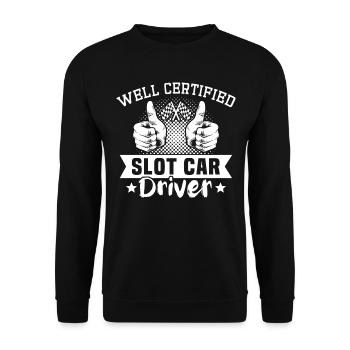 Slotcar Slot Car Slotracing - Unisex Pullover - Schwarz - Vorne - Alina (178cm) & Michal (187cm)