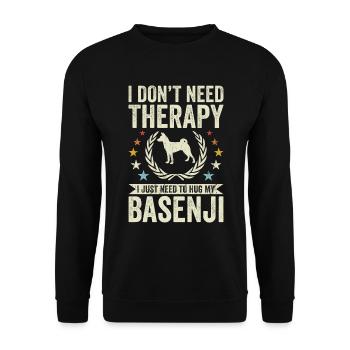 Brauche Keine Therapie - Basenji - Unisex Pullover - Schwarz - Vorne - Alina (178cm) & Michal (187cm)