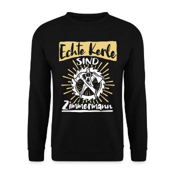 Zimmermann Sprüche Zimmern Zimmerer - Unisex Pullover - Schwarz - Vorne - Alina (178cm) & Michal (187cm)