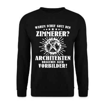 Zimmermann Zimmerer Zimmerleute - Unisex Pullover - Schwarz - Vorne - Alina (178cm) & Michal (187cm)
