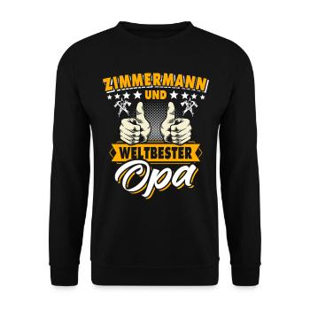 Zimmermann Opa Zimmerer Grossvater - Unisex Pullover - Schwarz - Vorne - Alina (178cm) & Michal (187cm)