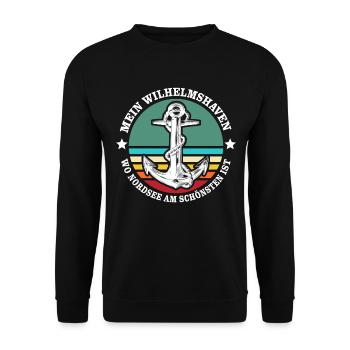 Wilhelmshaven Sprüche Wilhelmshavener Geschenk - Unisex Pullover - Schwarz - Vorne - Alina (178cm) & Michal (187cm)