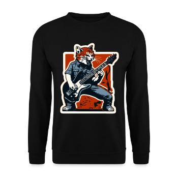 Cat Rage and the Guitar Playing Rock Cat - Unisex Sweatshirt - black - Front - Alina (178cm) & Michal (187cm)