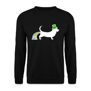 St. Patricks-Hund - Basset Hound - Unisex Pullover - Schwarz - Vorne - Alina (178cm) & Michal (187cm)
