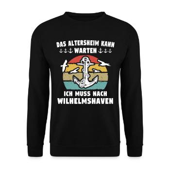 Wilhelmshaven Sprüche Wilhelmshavener Spruch - Unisex Pullover - Schwarz - Vorne - Alina (178cm) & Michal (187cm)