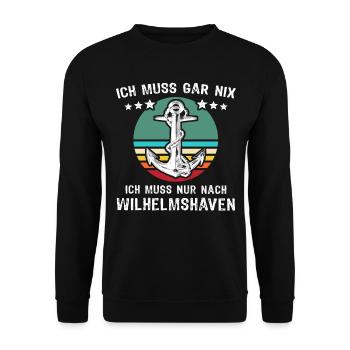 Wilhelmshaven Sprüche Wilhelmshavener Spruch - Unisex Pullover - Schwarz - Vorne - Alina (178cm) & Michal (187cm)