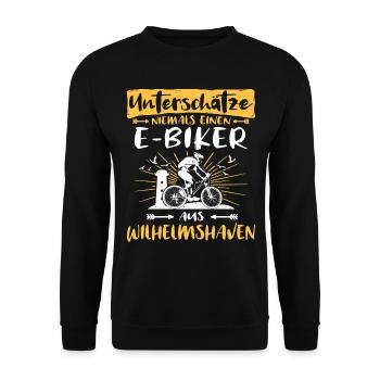 Wilhelmshaven Ebike Wilhelmshavener Ebiker - Unisex Pullover - Schwarz - Vorne - Alina (178cm) & Michal (187cm)