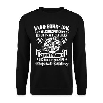 Zimmermann Zimmerer Zimmerleute - Unisex Pullover - Schwarz - Vorne - Alina (178cm) & Michal (187cm)